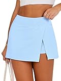ANRABESS Women's Mini Skirt Skorts 2025 Summer Casual High Waisted Zip Back Inner Short Slit Bodycon Pencil Skirts Light Blue Medium