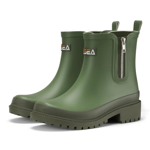 HISEA Women's Zipper Chelsea Rain Boots