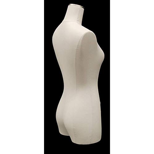 Adult Female White Linen Pinnable Dress Form Mannequin 3/4 Torso with Thighs and Rolling Chrome Base #F1WL-WCDX - Thumbnail 3