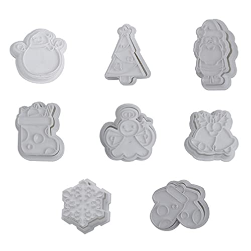 BINGFANG-W 8pcs Christmas Santa Shape 3D Pressable Stamped Embossed Biscuit Cookie Cutters GXMA Bakeware (Color : B)