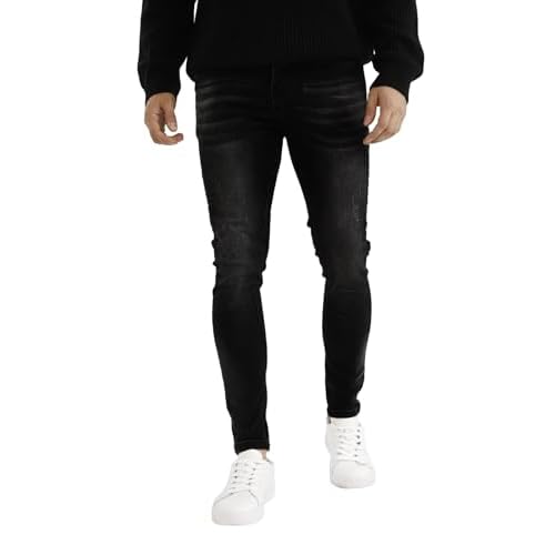 GINGTTO Mens Skinny Jeans Stretch Slim Fit Denim Pants for Men Black 120 34W x 30L