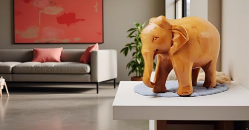 Image of Crafted Wooden Elephant Figurine, 2 inch 2PC | Gift, Play, Drawing, Craft Use, Home Decor
