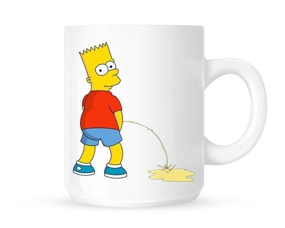 CRAFT MANIACS Barty SMPSON Peeing Printed White 330 ML Tea/Coffee Mug for Cartoon Lovers