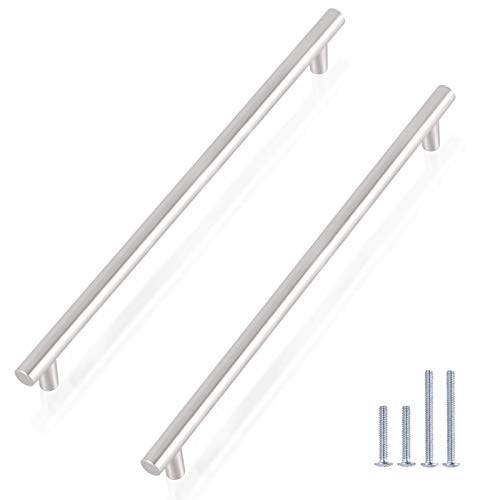 Super Brands Gobrico T Bar Kitchen Cabinet Handles Brushed Nickel Dresser Pulls 12-3/5 inch Hole Center Satin Nickel Stainless Steel Cabinet Hardware 30 Pack