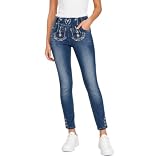 2026 Trachtenjeans Damen Trachtenhose im Lederhosen-Look Oktoberfest Damen Outfit Hose Trachtenmode Bayerisches Jeanshose Skinny Denim Hose Lederhosen Denimhose Trachtenlederhose Damenjeans