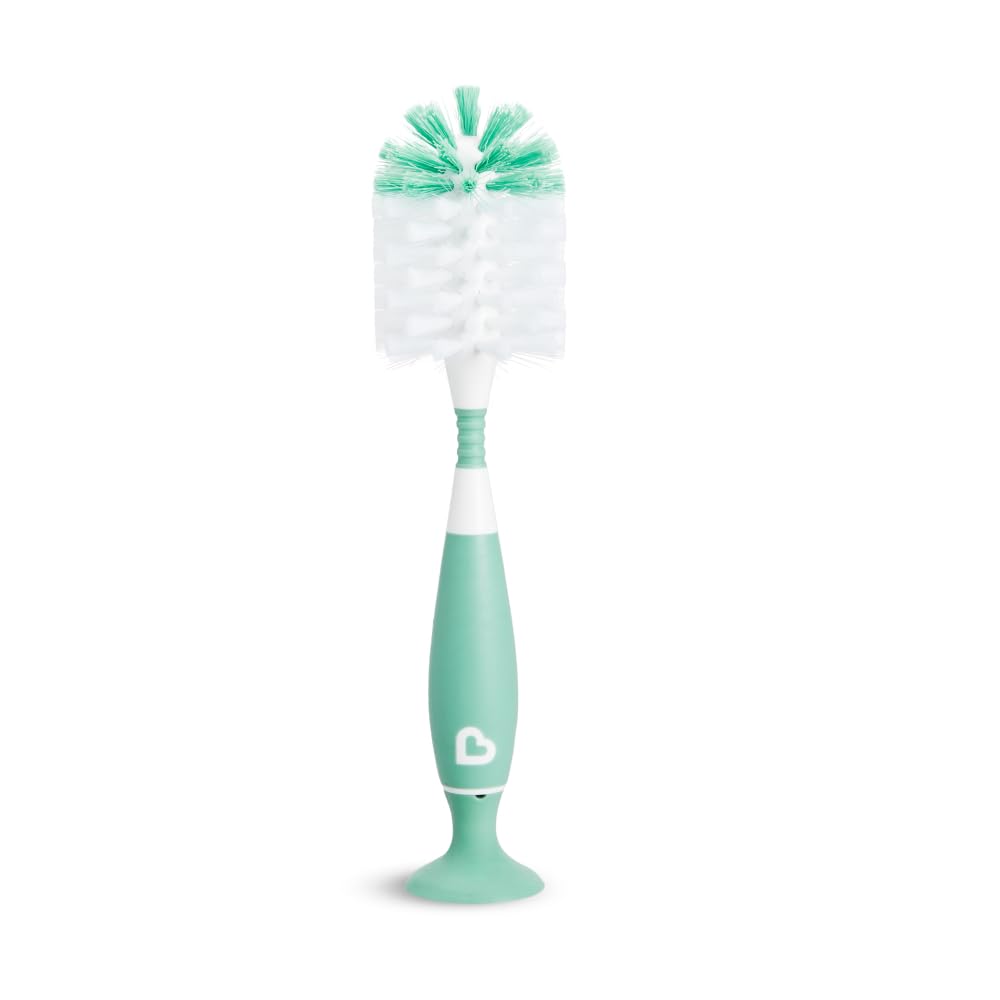 Munchkin Bottle Brush | For Cleaning Baby & Water Bottles with Built In Teat Brush | Freestanding | Dishwasher Safe | Bristle Brush | 1 Pack | Green — view 2