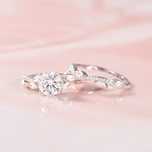 Image of Mameloly 1.5ct Engagement Rings for Women Round Bridal Ring Sets Cubic Zirconia Wedding Band Twisting Infinity Pave Set Size 3-12