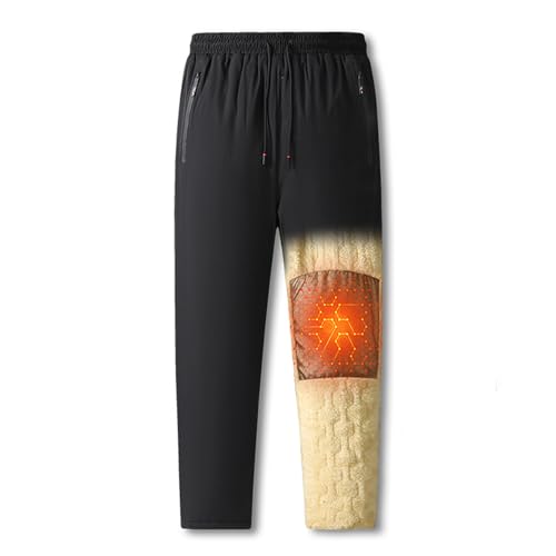 Mens Winter Warm Sweatpants，Windproof Straight Leg Casual Pants, Fleece Warm Jogging Pants, Outdoor Clothing XL Black