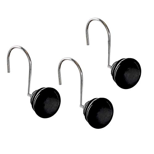 Image of Creative Scents Black Shower Curtain Hooks Decorative | Set of 12