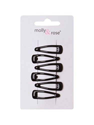 Set of 6 Mini Black Hair Clips Snap Bendies Sleepies 3cm (1.2")