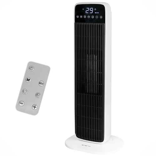 EMERIO FH-132333 Calentador de ventilador para habitaciones de hasta 20 m², 2000 W, modo ecológico, elemento calefactor PTC (cerámica), 2 niveles de calor, termostato ajustable, oscilante, pantalla