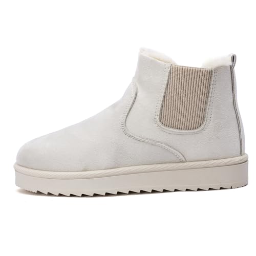 Womens Ankle Boots Warm Fur Lining Waterproof Outdoor Slip-on Winter Snow Booties