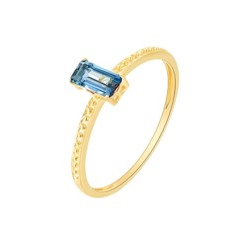 Bague topaze bleue rectangulaire en or symbole d'amour éternel