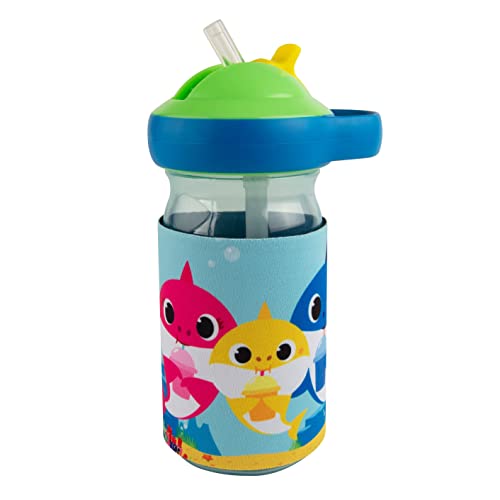 The First Years Baby Shark Chill & Sip Kids Insulated Water Bottle  Baby Shark Water Bottles with Straw and Insulated Cool Wrap  12 Oz  24 Months and Up