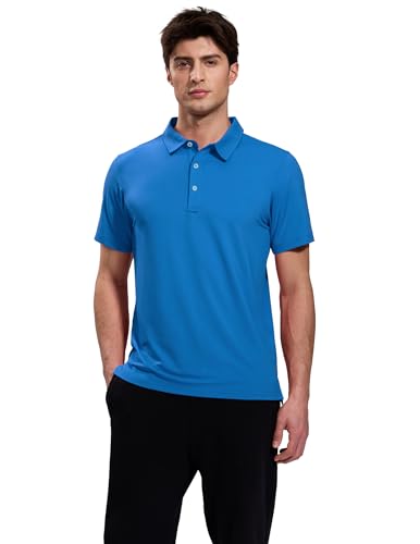 Image of MIER Polo Shirts for Men Short Sleeve Dry Fit Performance Golf Tennis Active Collared Shirts, UPF 50+ Sun Protection
