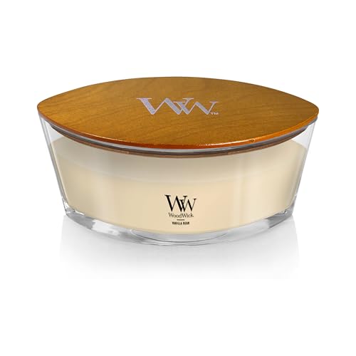 Image of WoodWick Vanilla Bean Holiday Candle Gifts for Women and Men, 16 oz Ellipse Candle with Crackling Wick (Pack of 2)
