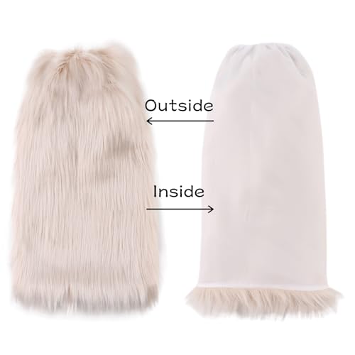 Image of Peecabe Winter Women Faux Fur Fluffy Leg Warmers Fuzzy Long Boot Covers Furry For Christmas