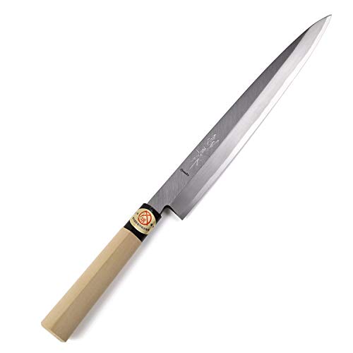 Syosaku Japanese Sushi Sashimi Chef Knife Kigami(Yellow Steel)-No.2 D-Shape Magnolia Wood Handle, Yanagiba 10.5-Inch (270Mm) #TOP16