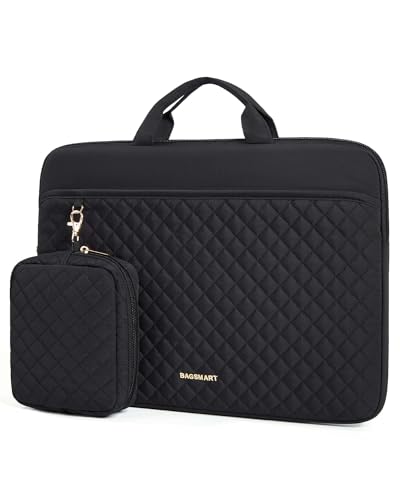 BAGSMART 13-14 inch Laptop Case, Puffy Padded Laptop Sleeve Bag for Women, Portable MacBook Air 13 inch Case Sleeve, Black