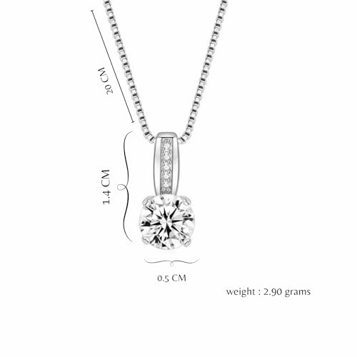 Image of Nilu's Collection Classic Round Solitaire Pendant With Chain & AD Stone | Stylish Delicate Cubic Zircon Pendant with Chain for Women