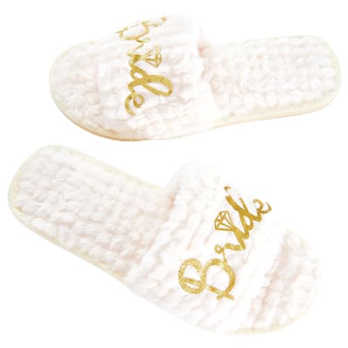 Bride Slippers,Bride Slippers for Wedding Day,Pearl Bride Flip Flops,White Slippers for Bride, Future Mrs Gifts Bride To Be Gifts Bridal Party Gifts Bridal Shower Gift