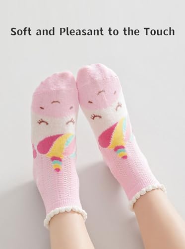 Toddler Girl Mid Calf Socks Cartoon Soft Breathable Thin Cool Ruffle Mesh Socks 5 Pairs3