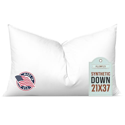 Pillowflex Synthetic Down Pillow Insert - 21x37 Down Alternative Pillow, Ultra Soft Oversized King Bed Sleeping Pillow, Large Rectangle Sham - 1 Decorative Pillow Form