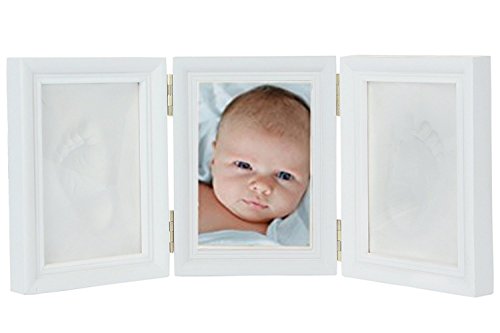 Demarkt Memories ES Photo Frame + 2 Baby Print - Marco Triple para Foto y 2 Huellas de bebé Blanco - Regalos para Bebé Recién Nacido 1PCS