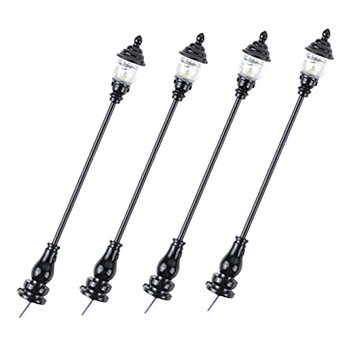 HOODANCOS 4pcs Miniature Garden Lamps Led Street Lights for Sand Table Decor Landscape Accessories for Houses and Dioramas Scale