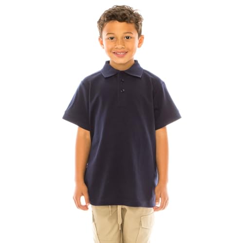 Image of unik Boy's Premium Quality Pique Polo Uniform Shirt Short Sleeve White Sky Blue Navy Hunter Green Burgundy Black Red
