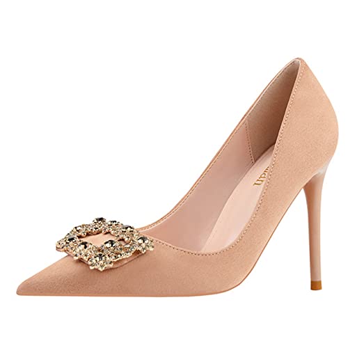 woileRQ Damen-Strasssteine, Spitze Zehe, Pumps, Sandale mit Absatz,...