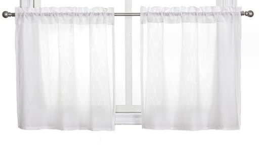 DTYGUIXE Visillo Corto Blanco, 2 Visillos de Cocina Cortos de 100 x 130 cm Cortina Blanca Traslúcida para Dejar la Luz y Mantener la Privacidad Cortina de Cocina para Ventana Corta Salón Habitación