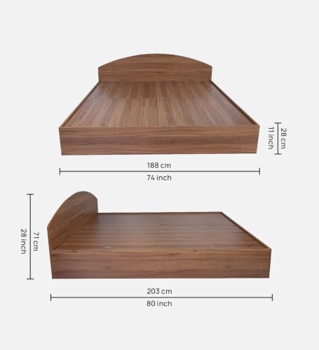Image of Mintwud Pepperfry Engineered Wood Queen Size Bed with Box Storage for Bedroom Living Room Home Hotel | Wooden Double Bed Cot Palang Furniture (Walnut Finish)