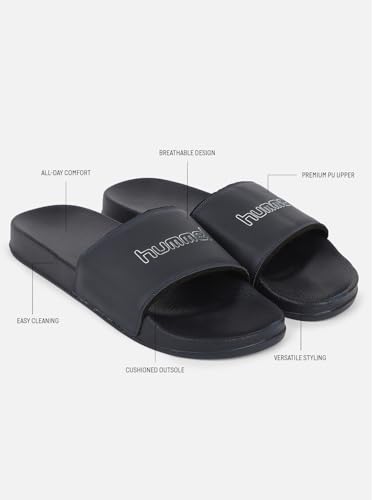 Image of hummel CLASSIC MEN SLIDERS Comfortable Cushioned Sole Arch Support Durable Lightweight Flexible Trendy Style Flip flops and Slippers Slides for Men Daily use Chappal