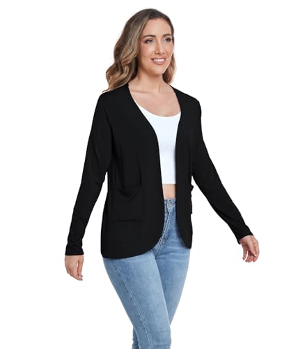 ADANIKI Women's Long Sleeve Cardigan with Pockets Lightweight Casual Loose Open Front Cardigans2