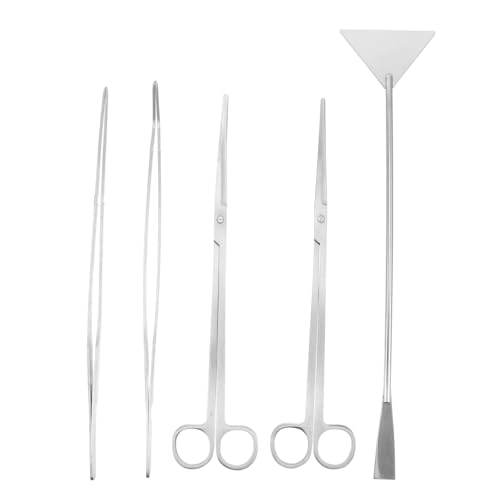 iplusmile 5個入り セット 水槽掃除道具 パイプ 砂 魚タンクスキマーネット フィルター スクレーパー ポンプ ツール 水草 キット 水草はさみキット ステンレス鋼 Silver