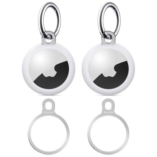 Stouchi Holder Key Ring for Air Tag, Aluminium Invisible Slim Keychain Case for Air Tag 2021 Items Finder Cases iPhone 16/15/14/13/12, Dogs, Keys, Backpacks