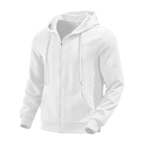 Men's Winter Zipper Jacquard Hoodie Casual Thickened Fleece Sweatshirt with Drawstring Sporty Fashion Hooded4