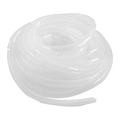 YIOVVOM 21M 68 Ft PE Clear White Polyethylene Spiral Wire Wrap Tube PC Manage Cable 6mm 1/4'' for Computer Cable, Car Cable (Dia 6MM-Length21M, White) Cover