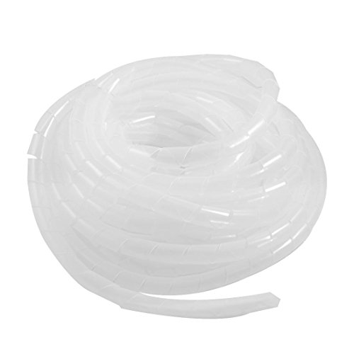 YIOVVOM 21M 68 Ft PE Clear White Polyethylene Spiral Wire Wrap Tube PC Manage Cable 6mm 1/4'' for Computer Cable, Car Cable (Dia 6MM-Length21M, White)