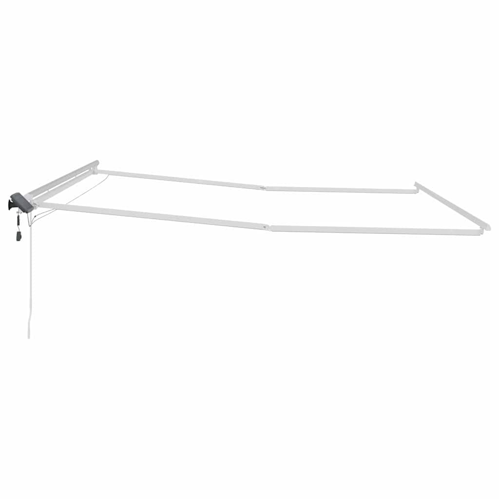 Rama markizy z listwami świetlnymi LED, biała, z aluminium, 400 x 350 cm, zwijana, z korbą, odporna na warunki atmosferyczne, do ogrodu, na taras, balkon, łącznie z montażem, zapewnia ochronę