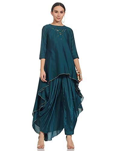 Image of BIBA Women Flared Cotton Silk Fusion Wear 2 Piece Set