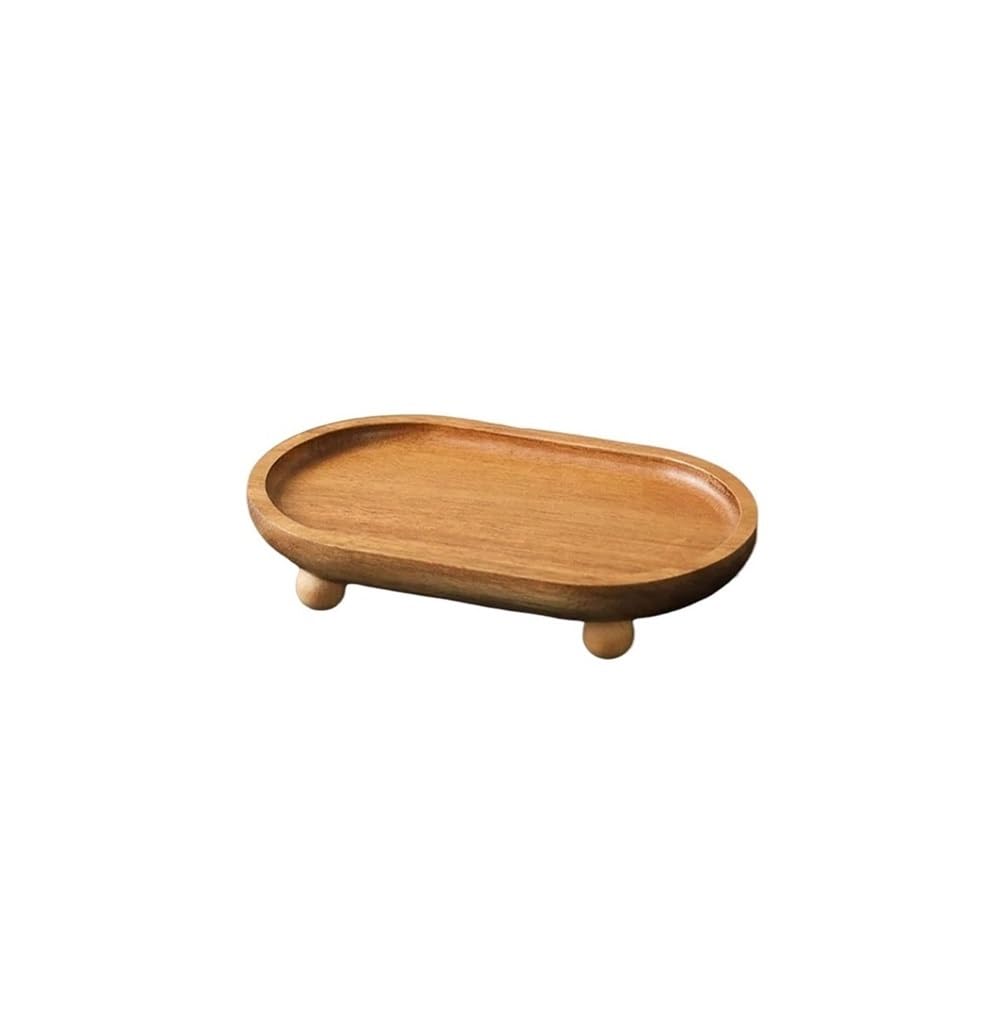 LIANXIBAG Elegant Wooden Oval Tray,Dessert/Candle/Key Storage(Style-3)