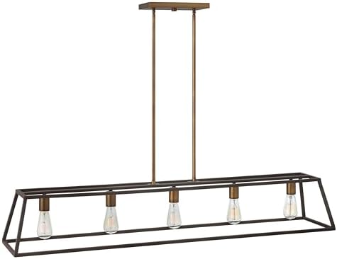 Hinkley Fulton Transitional Five Light Linear Downlight Chandelier, Bronze