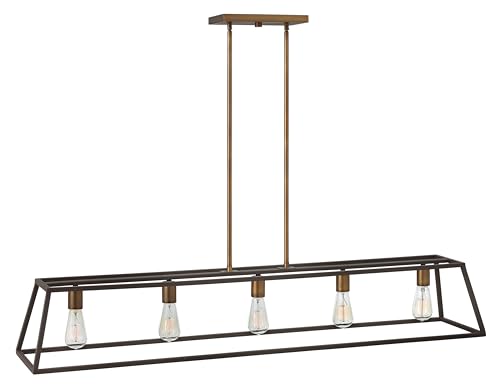 Hinkley Fulton Transitional Five Light Linear Downlight Chandelier, Bronze