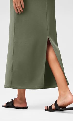 Image of ODODOS Modal Soft Maxi Skirt for Women, Back Slit High Waist Casual Long Pencil Skirts