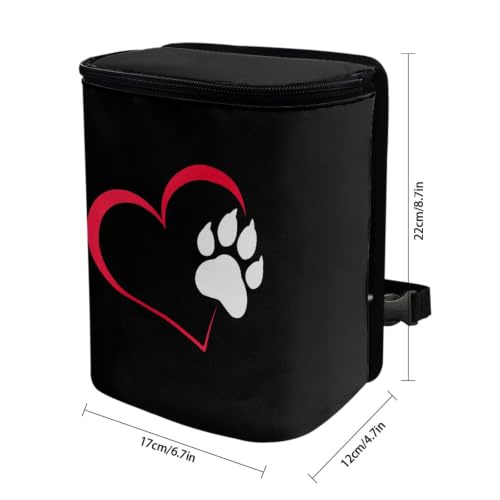 Image of Cute Love Paw Car Trash Can with Lid Car Garbage Can Car Waste Basket, Leak-Proof Car Trash Bin, Car Trash Hanging Car Accessories Interior Car Organizer Bag