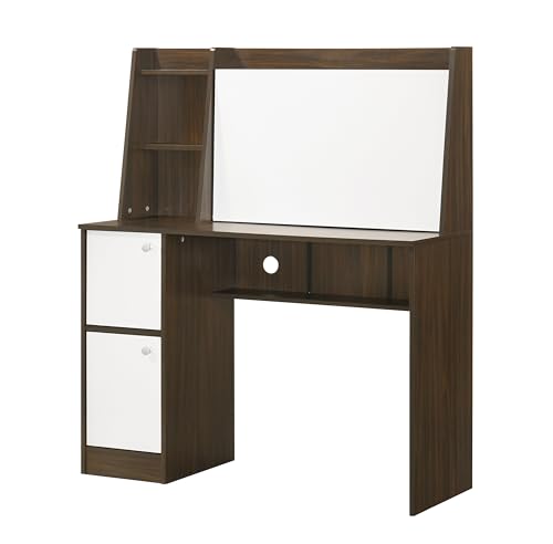 Image of DeckUp Aston Home Engineered Wood Study Table and Office Desk (Walnut & White, Matte Finish)
