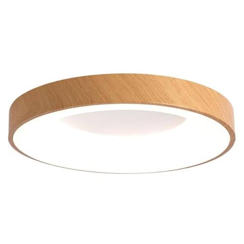 KHUKHU Lámpara De Techo Redonda Cerca Del Techo, Accesorios LED Modernos, Minimalista, Montaje Empotrado De 3500 K, Luces De Techo De Grano De Madera Sintética, Diseño De Grano De Madera Beige(30cm)