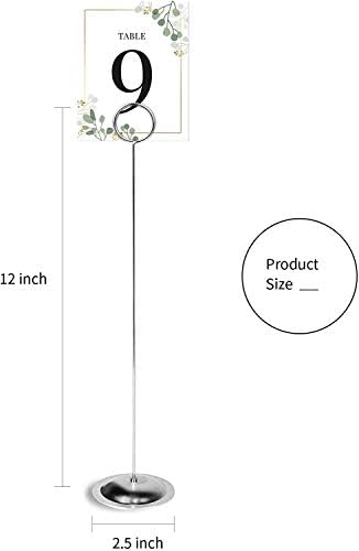 HOHIYA 12 Pcs Table Number Holders Stands for Wedding 12 Inch Place Card Holder Clips Photo Party Restaurants Cafes Banquets Stainless Steel Chrome Silver